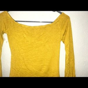 Off the shoulder yellow top